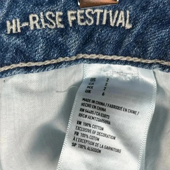2/$30 American Eagle Hi-Rise Festival Size 2 Jean Shorts Denim Painted Boho - Picture 5 of 5